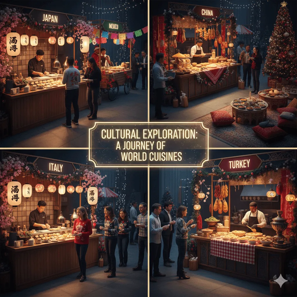 Kurumsal etkinlikte Japonya, Meksika, İtalya ve Türkiye mutfaklarından lezzetlerin sunulduğu kültürel keşif yemeği organizasyonu